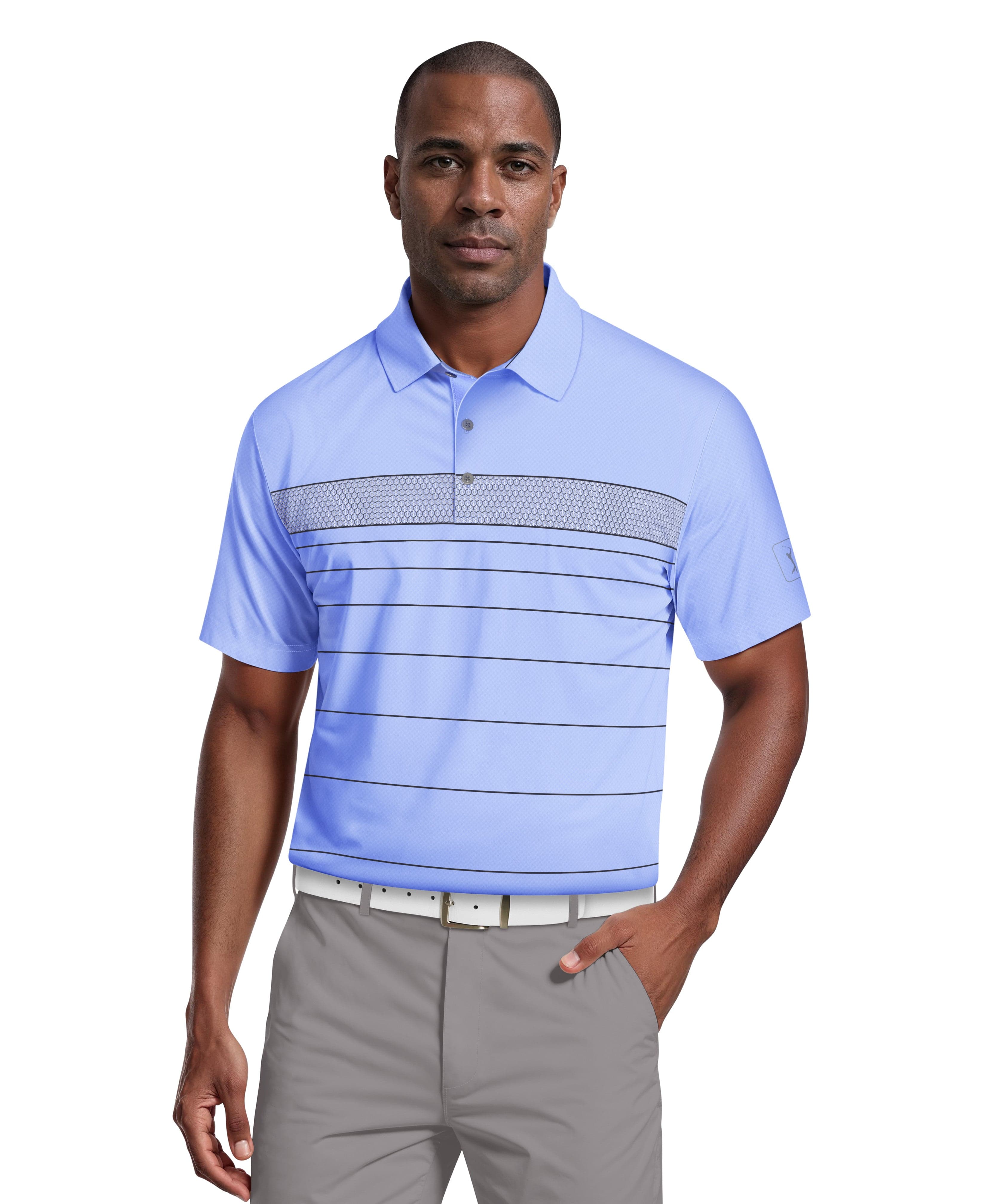 Men's Engineered Chest Stripe Print Golf Polo – Golf Apparel Shop