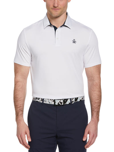Original Block Design Short Sleeve Golf Polo Shirt (Bright White) 