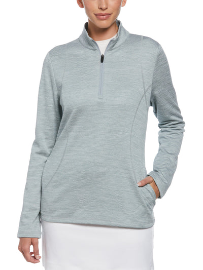 MIDWEIGHT 1/4 ZIP LAYERING WITH DECORATIVE STITCHING AND SIDE POCKETS (Quarry Htr) 