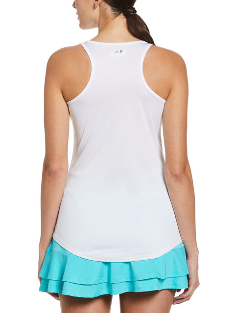 Women's Essential Solid Tennis Tank with Mesh Front Panel (Brilliant White) 