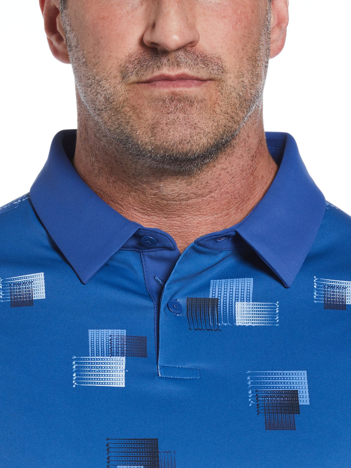 Big & Tall 8 Essential Clubs Print Golf Polo (Galaxy Blue) 