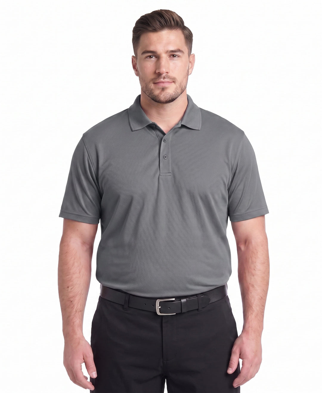 Big & Tall Airflux Solid Mesh Golf Polo (Asphalt) 