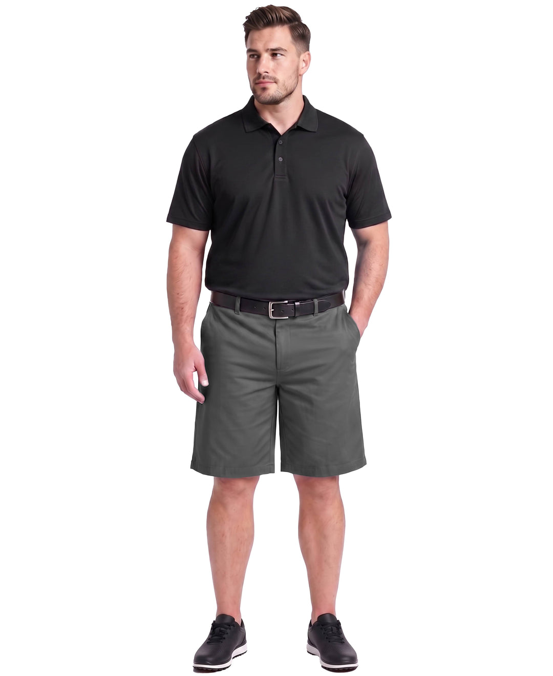 Big & Tall Airflux Solid Mesh Golf Polo (Caviar) 