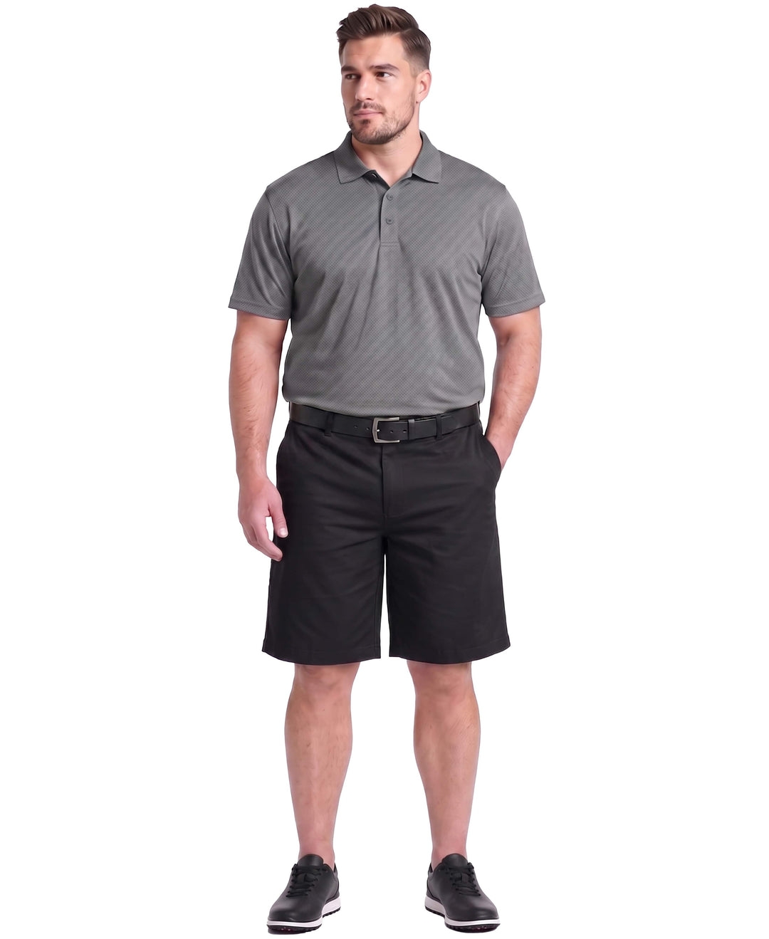 Big & Tall Airflux Solid Mesh Golf Polo (Asphalt) 