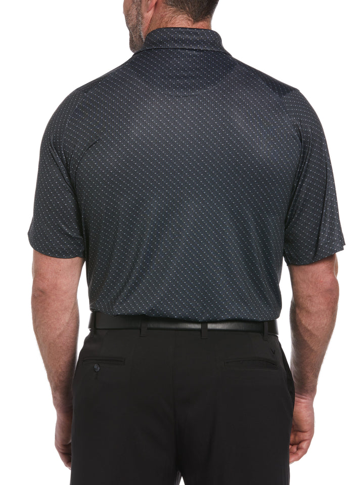 Big & Tall Allover Chevron Golf Polo (Caviar/Bright White) 