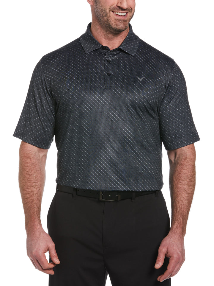 Big & Tall Allover Chevron Golf Polo (Caviar/Bright White) 