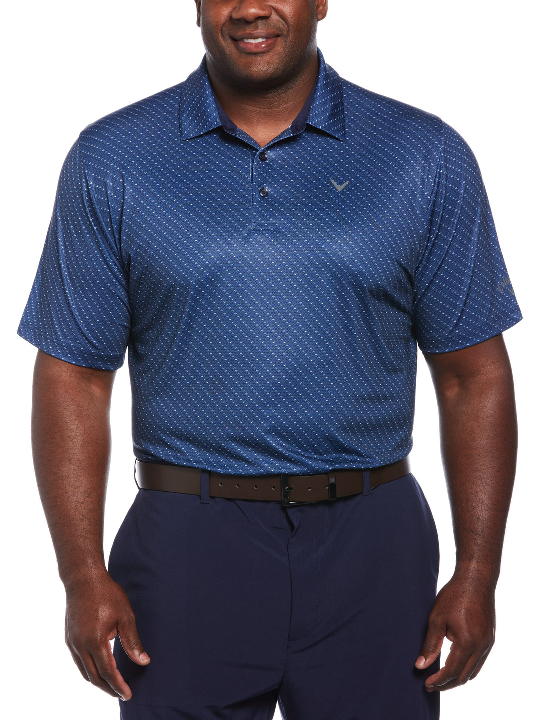 Big & Tall Allover Chevron Golf Polo (Peacoat/Bright White) 