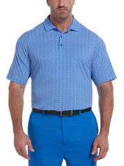 Big & Tall Allover Tie Dye Foulard Print Golf Polo (Magnetic Blue) 