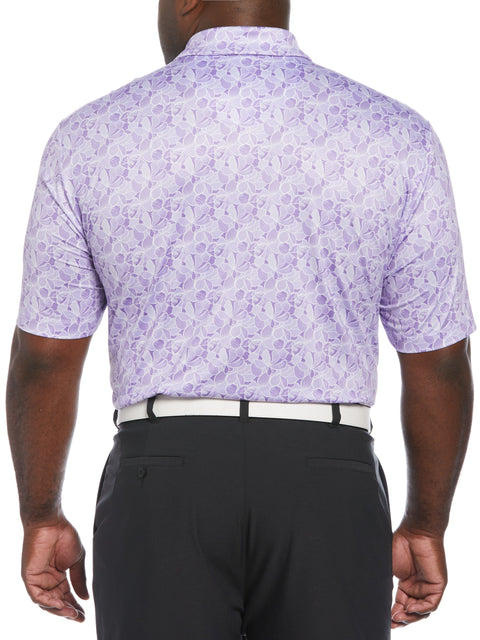 Brush Stroke Floral Print Golf Polo (Paisley Purple) 