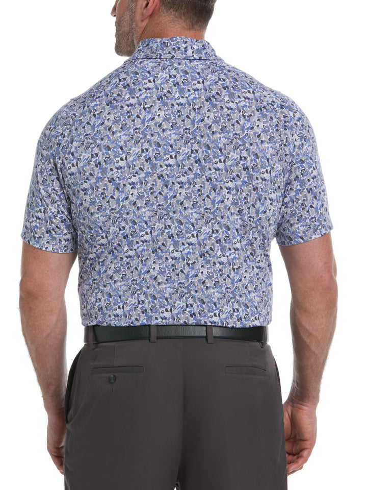 Big & Tall Filtered Floral Print Golf Polo (Caviar) 