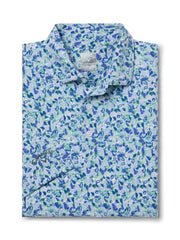 Big & Tall Filtered Floral Print Golf Polo (Bright White) 