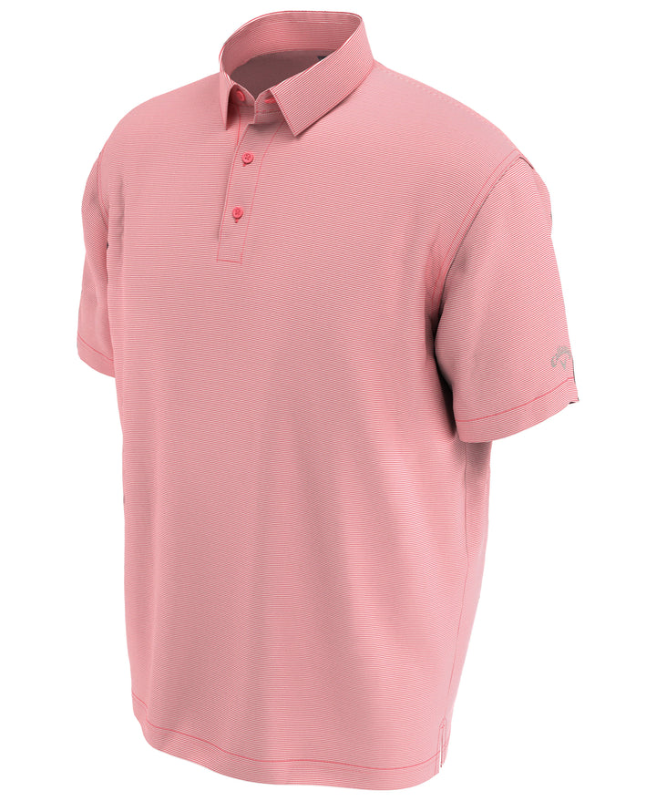 Big & Tall Fine Line Stripe Polo (Sunkist Coral) 