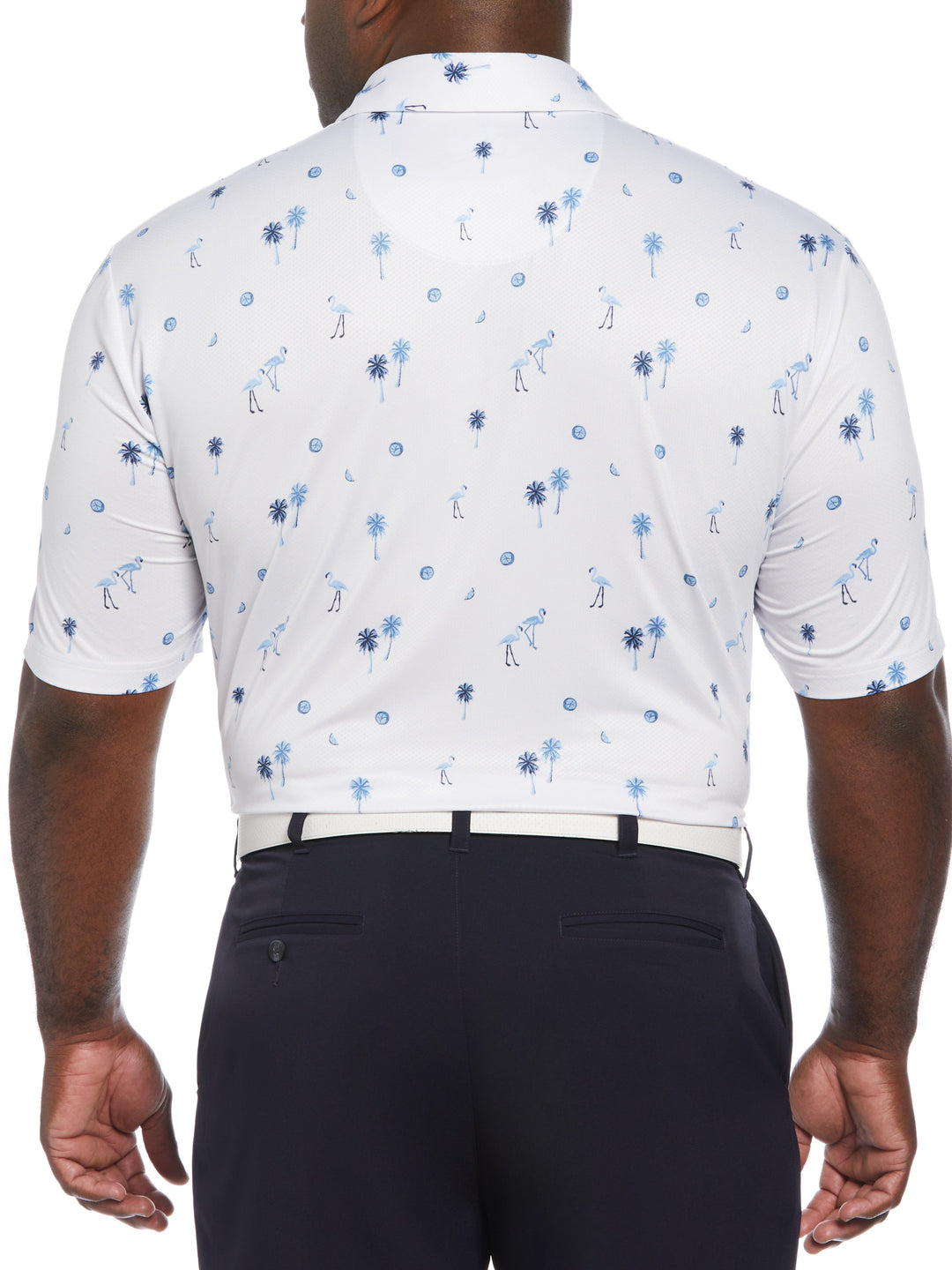 Flamingo Print Golf Polo (Bright White) 