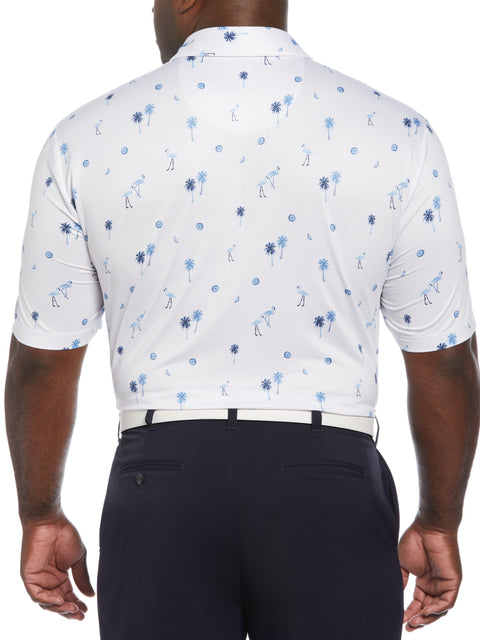 Flamingo Print Golf Polo (Bright White) 