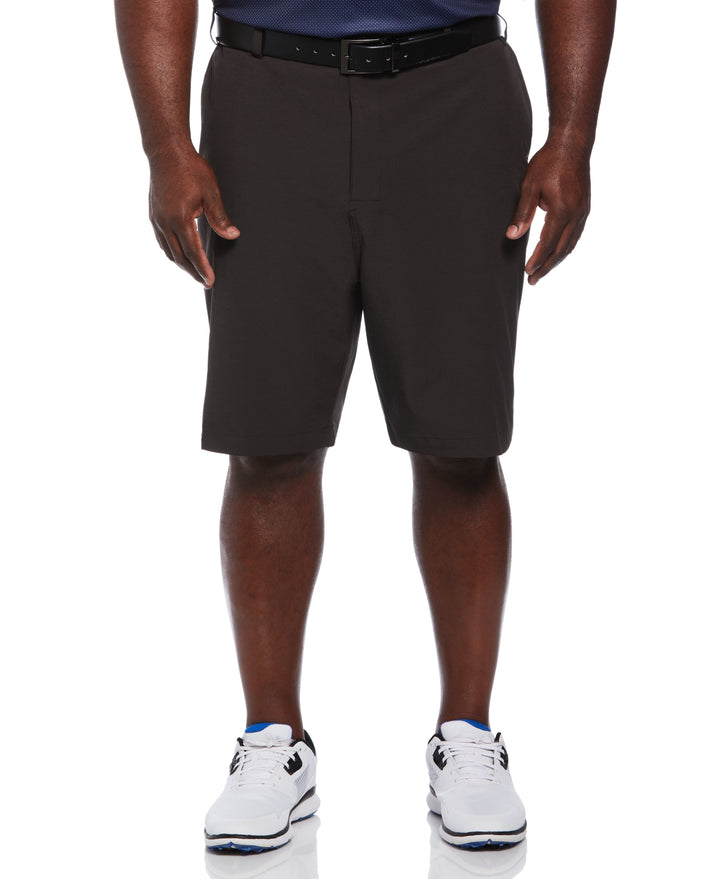 Flat Front Horizontal Textured Golf Short (Black Heather) 
