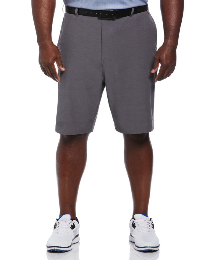 Flat Front Horizontal Textured Golf Short (Dk Grey Htr) 