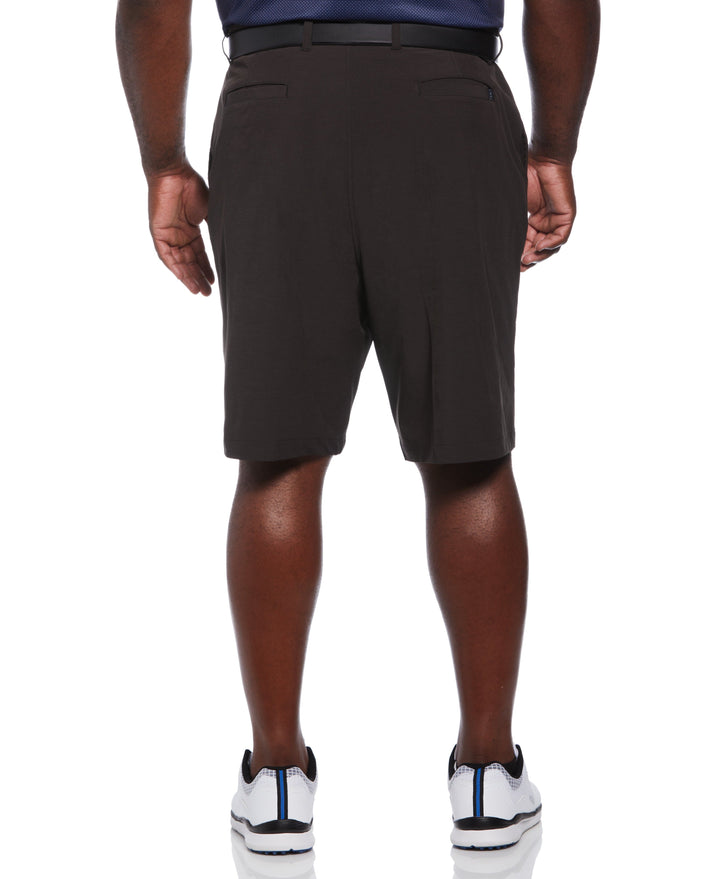 Flat Front Horizontal Textured Golf Short (Black Heather) 