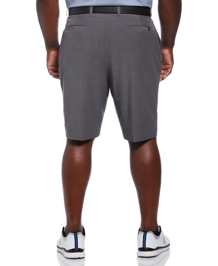 Flat Front Horizontal Textured Golf Short (Dk Grey Htr) 
