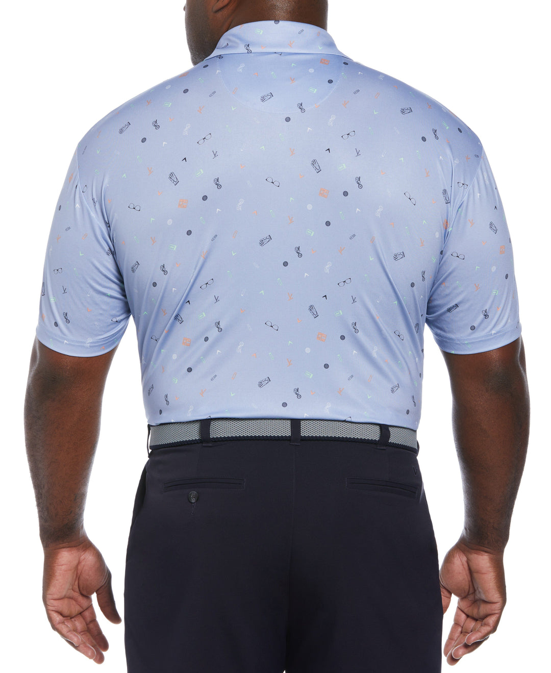 Big & Tall Golf Bag Essentials Print Golf Polo (Chambray) 