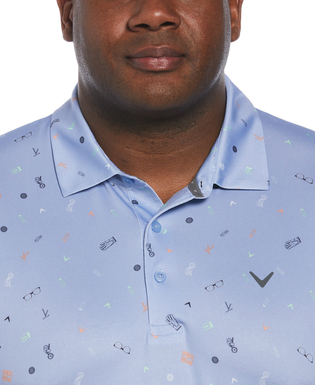 Big & Tall Golf Bag Essentials Print Golf Polo (Chambray) 