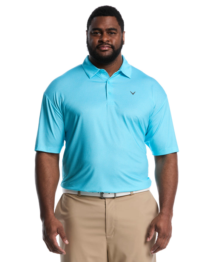 Big & Tall Heather Geo Print Golf Polo (Blue Radiance) 