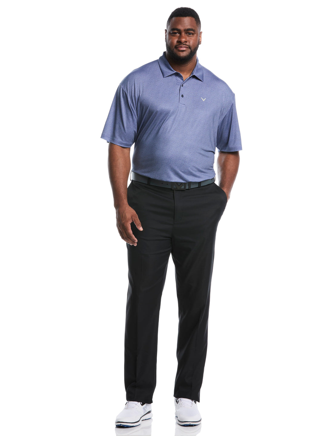 Big & Tall Heather Geo Print Golf Polo