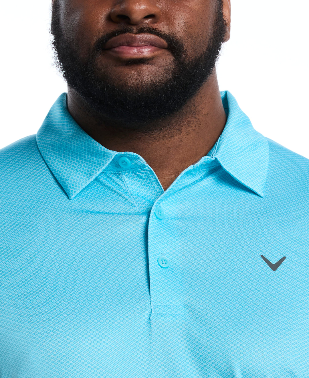 Big & Tall Heather Geo Print Golf Polo (Blue Radiance) 