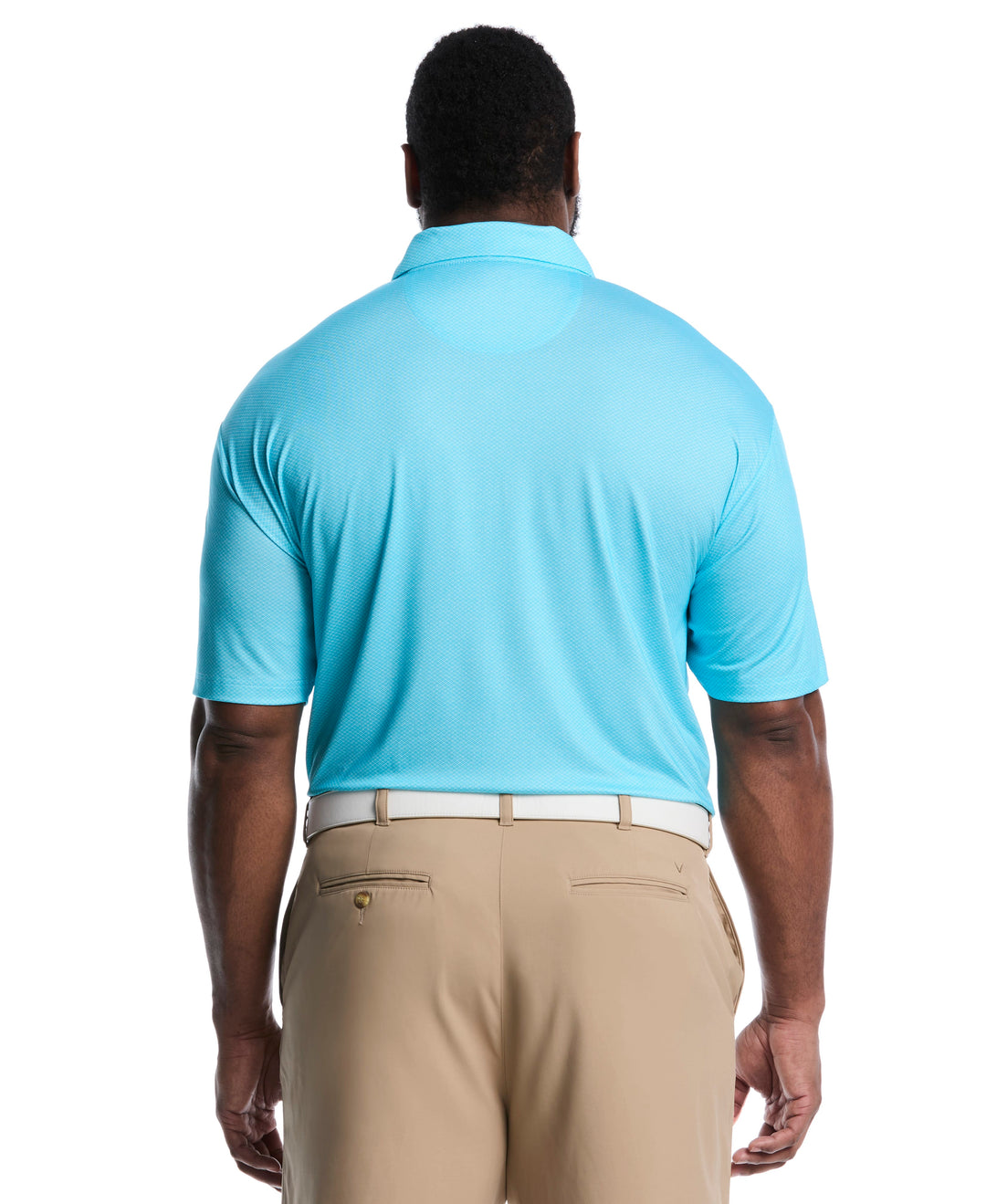 Big & Tall Heather Geo Print Golf Polo (Blue Radiance) 