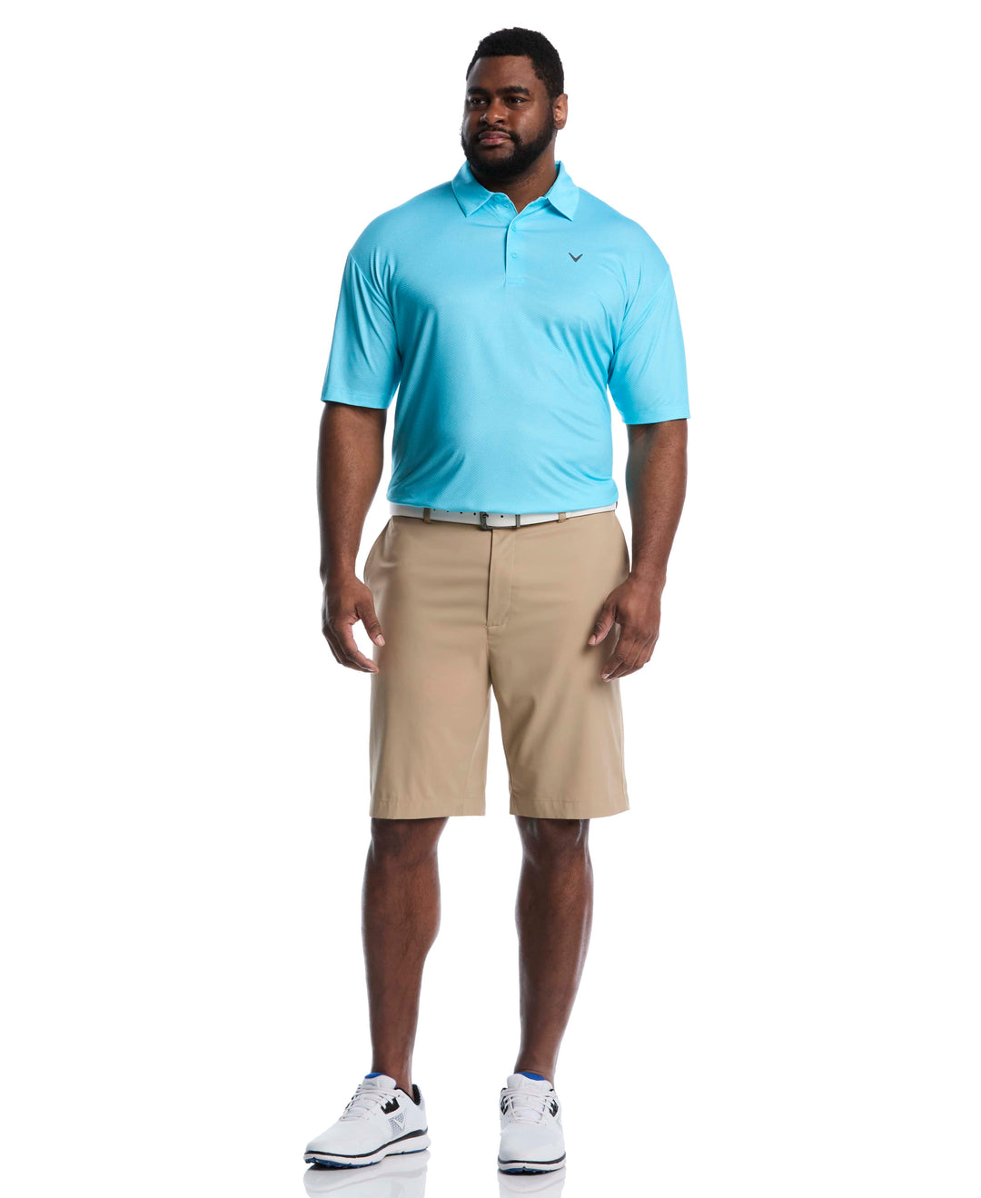 Big & Tall Heather Geo Print Golf Polo (Blue Radiance) 