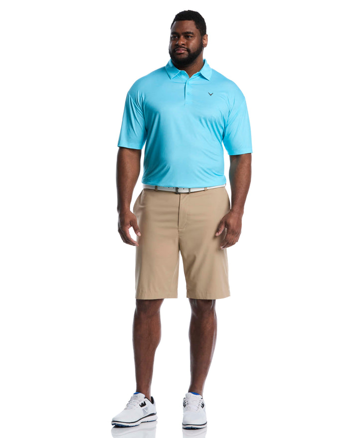 Big & Tall Heather Geo Print Golf Polo (Blue Radiance) 