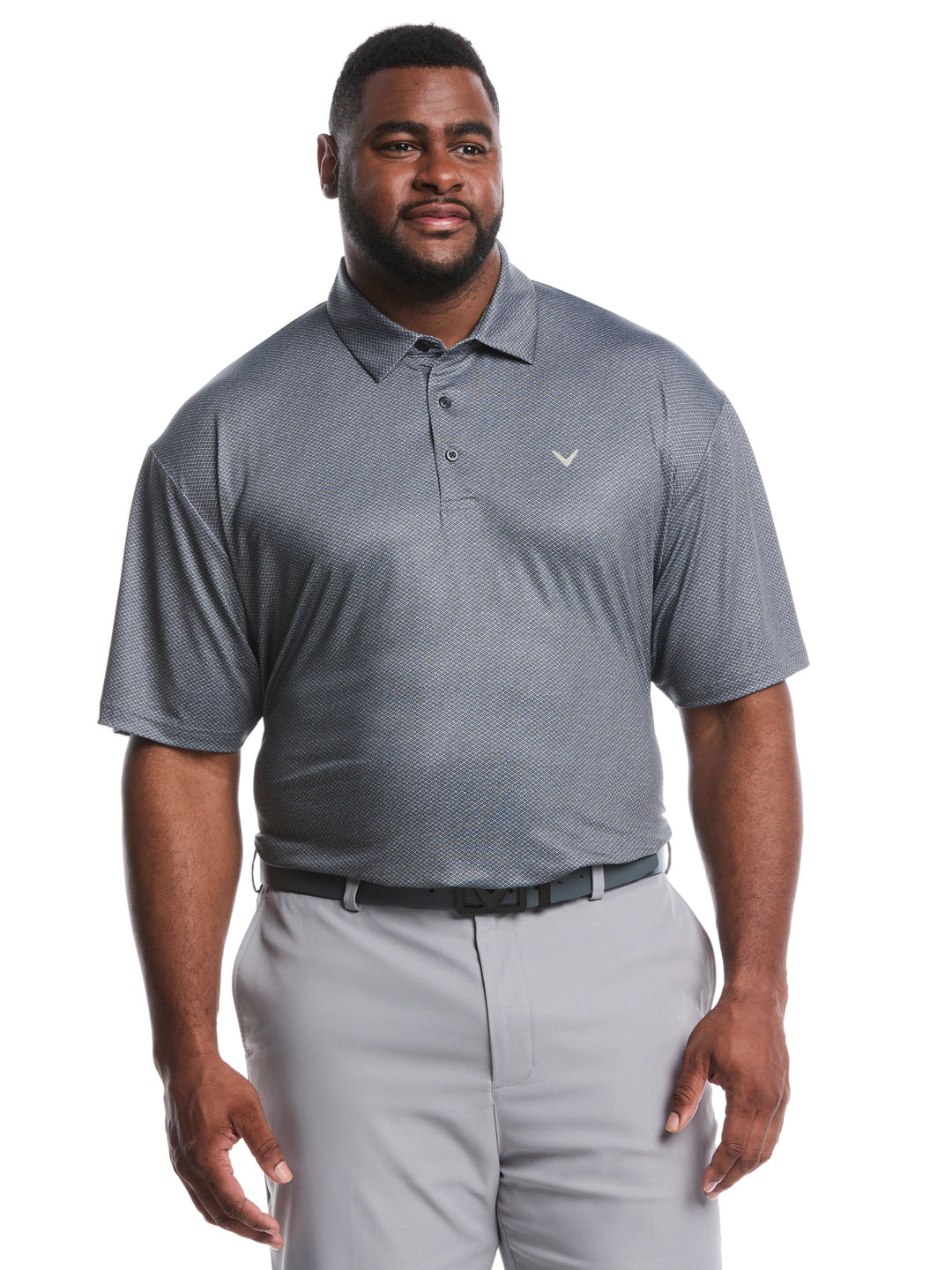 Big & Tall Heather Geo Print Golf Polo