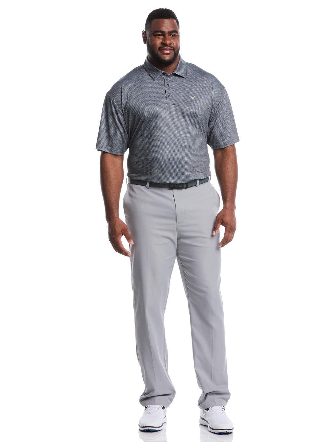 Big & Tall Heather Geo Print Golf Polo