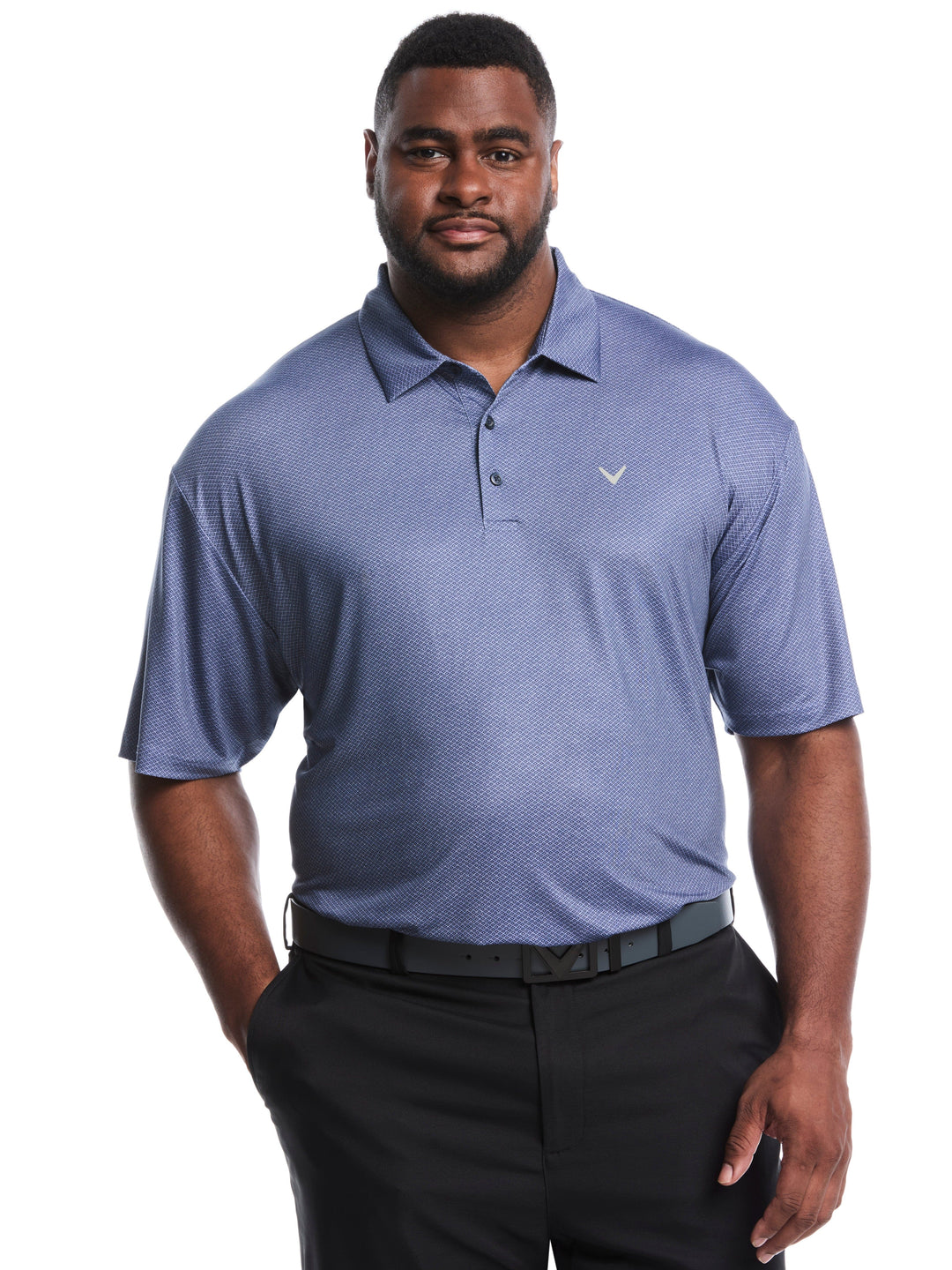 Big & Tall Heather Geo Print Golf Polo
