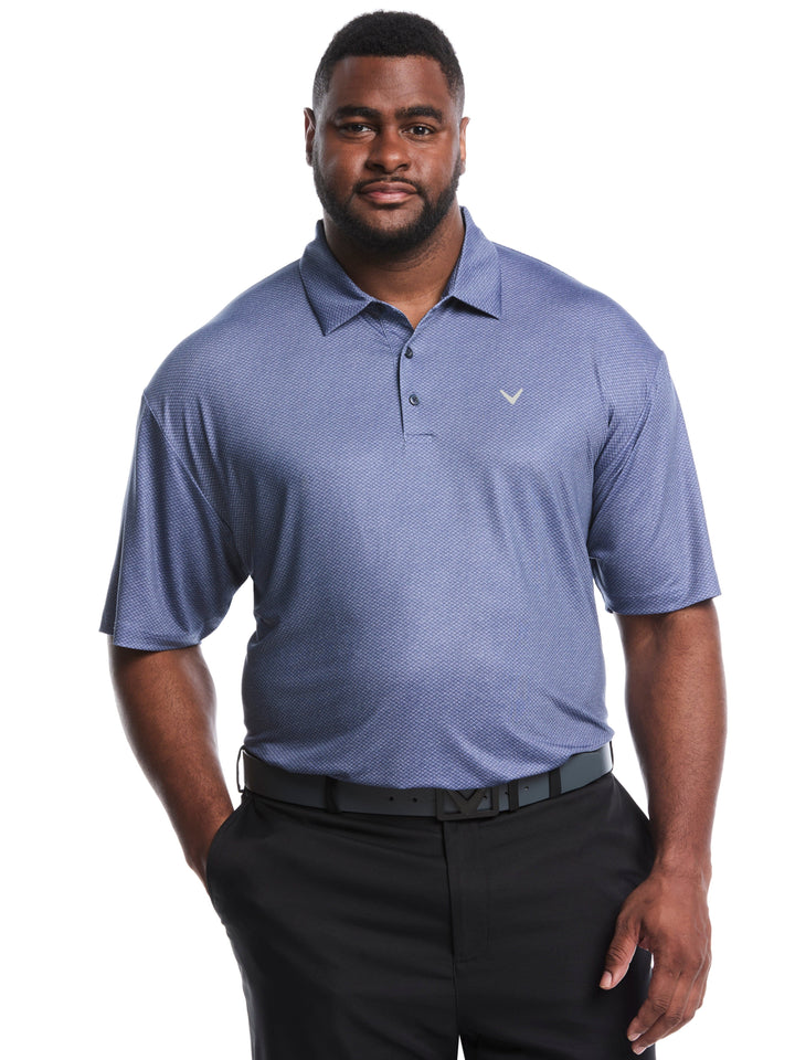 Big & Tall Heather Geo Print Golf Polo