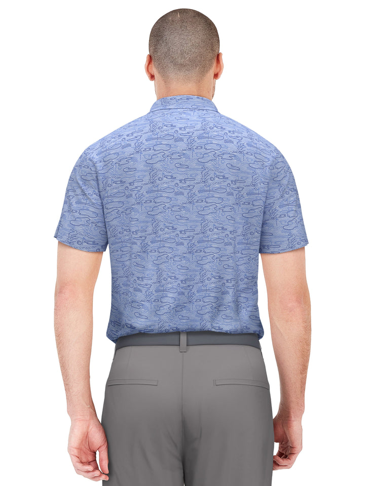 Big & Tall Heather Linear Print Golf Polo