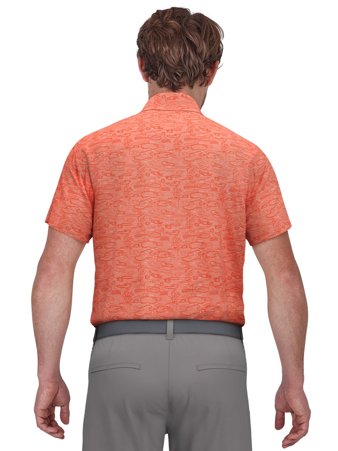Big & Tall Heather Linear Print Golf Polo