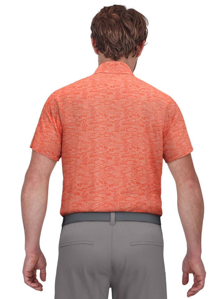 Big & Tall Heather Linear Print Golf Polo