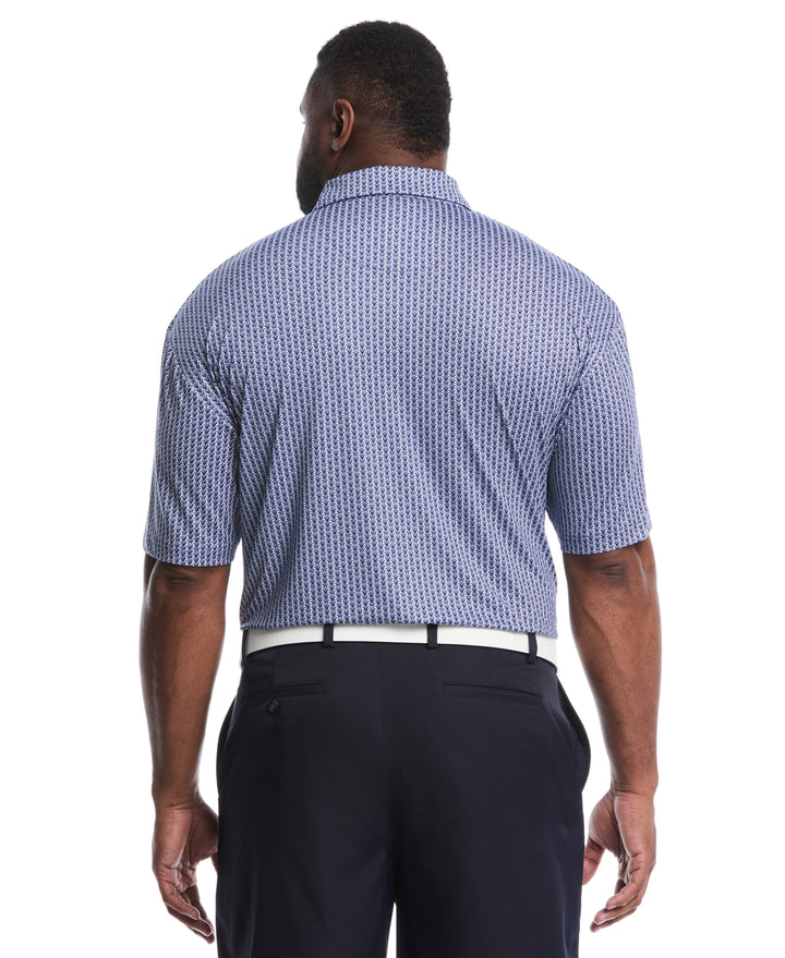 Big & Tall Herringbone Print Polo (Peacoat) 