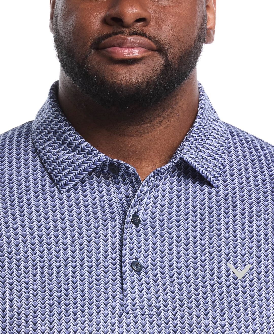 Big & Tall Herringbone Print Polo (Peacoat) 