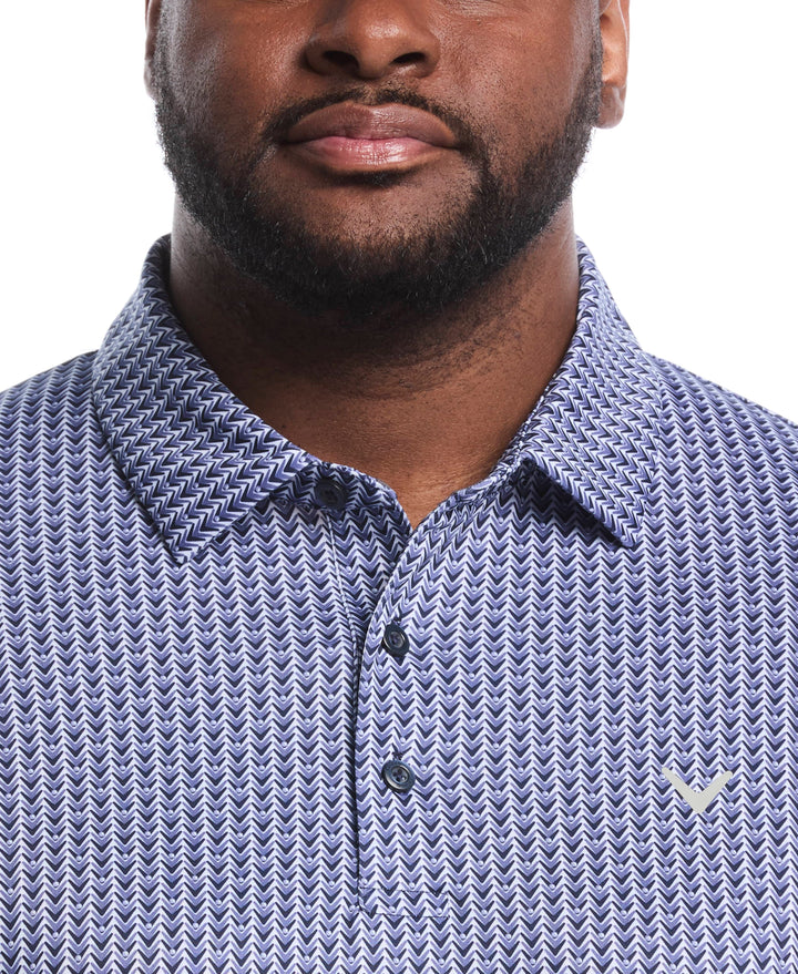 Big & Tall Herringbone Print Polo (Peacoat) 