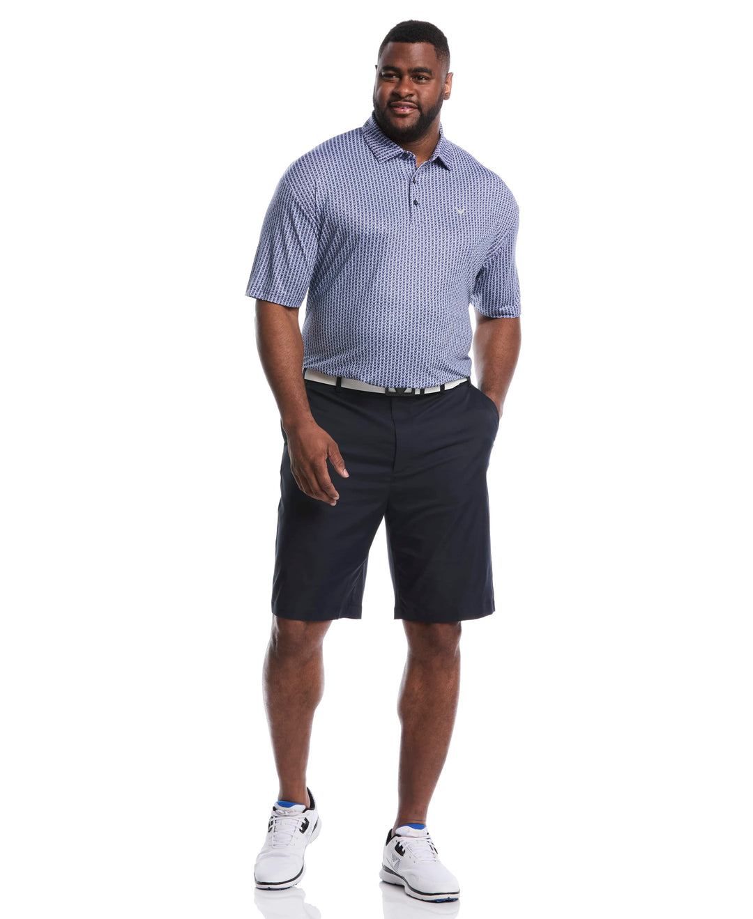 Big & Tall Herringbone Print Polo (Peacoat) 