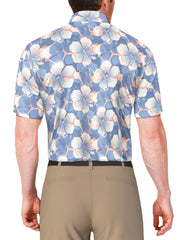 SS Hibiscus Print Polo (Blissful Blue) 
