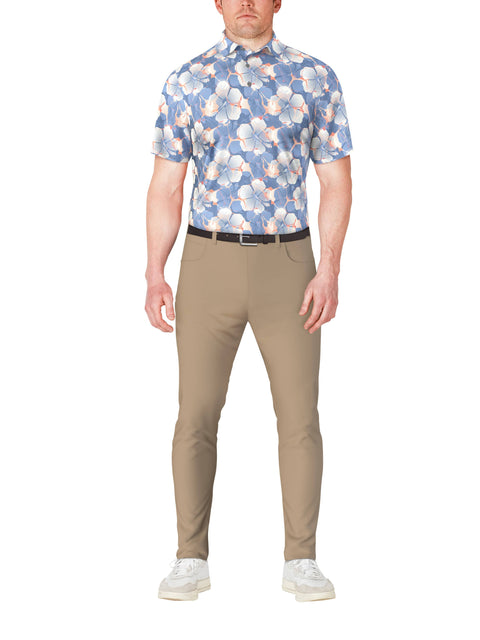 SS Hibiscus Print Polo (Blissful Blue) 