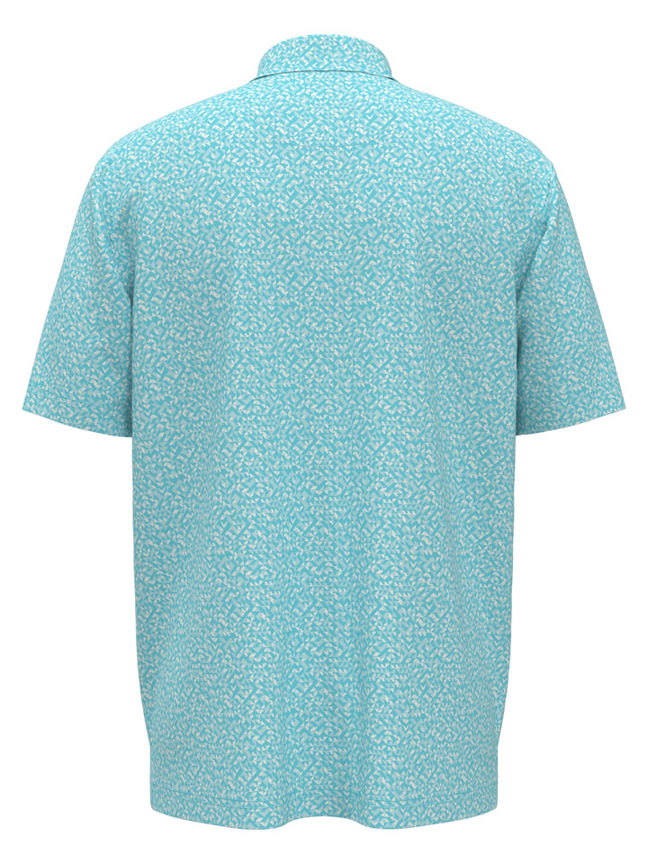 Big & Tall Linear Chevron Print Polo (Blue Radiance) 