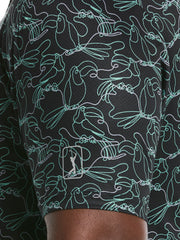 Big & Tall Linear Toucan Print Golf Polo (Caviar) 