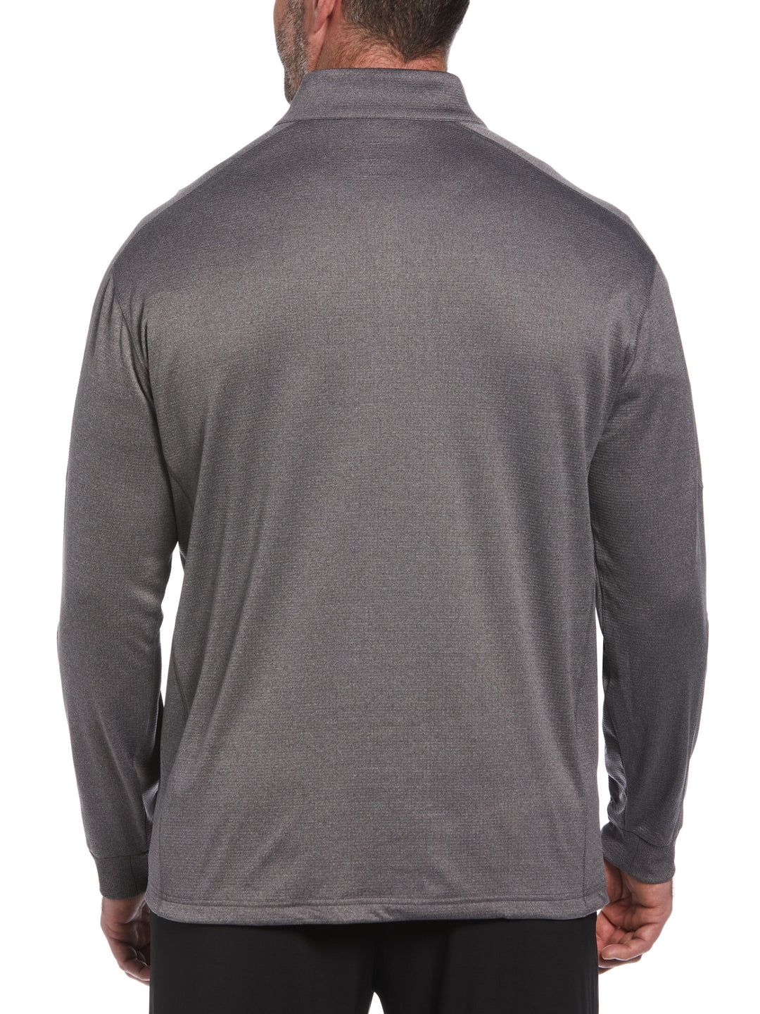 Big & Tall Midweight Waffle Knit Fleece 1/4 Zip Golf Sweater (Med Asphalt Htr) 