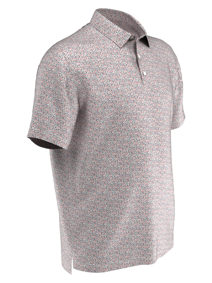Big & Tall Novelty Printed Polo (Bright White) 
