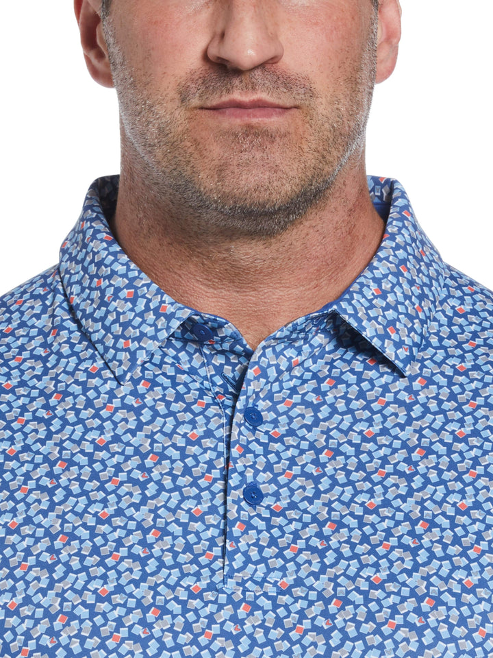 Big & Tall Polaroid Confetti Print Golf Polo (Galaxy Blue) 