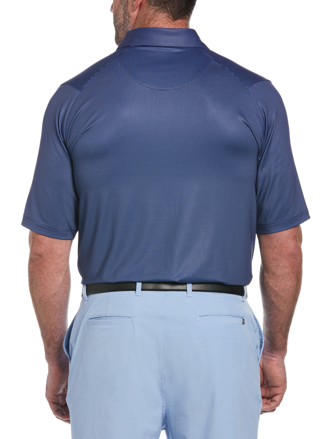 Big & Tall Printed Gingham Swing Tech Polo (Peacoat) 