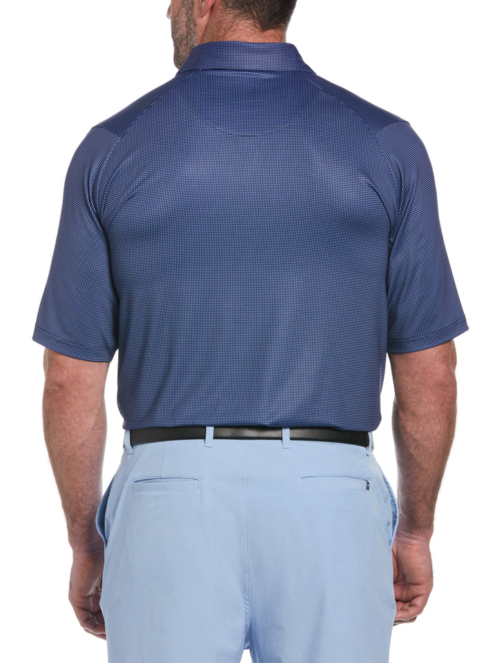 Big & Tall Printed Gingham Swing Tech Polo (Peacoat) 